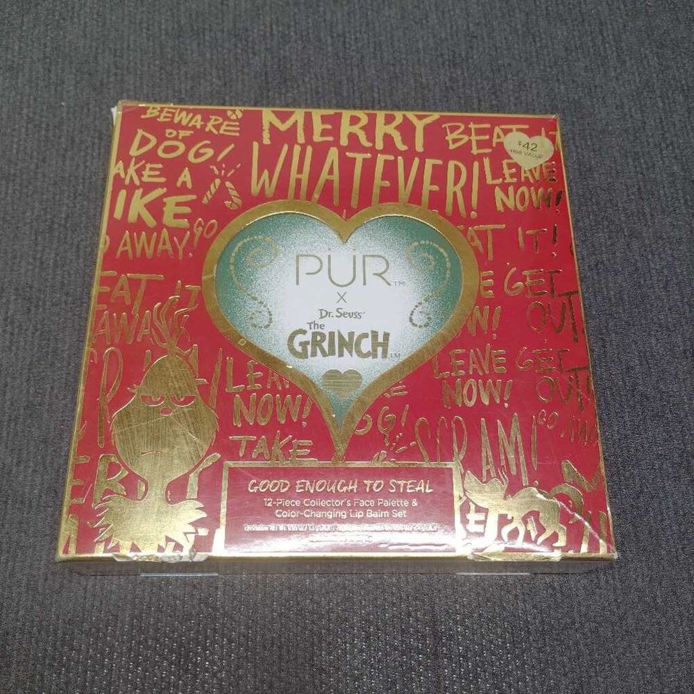 PUR Cosmetics Dr Seuss The Grinch 12 Piece Face Palette Color Changing Lip Balm